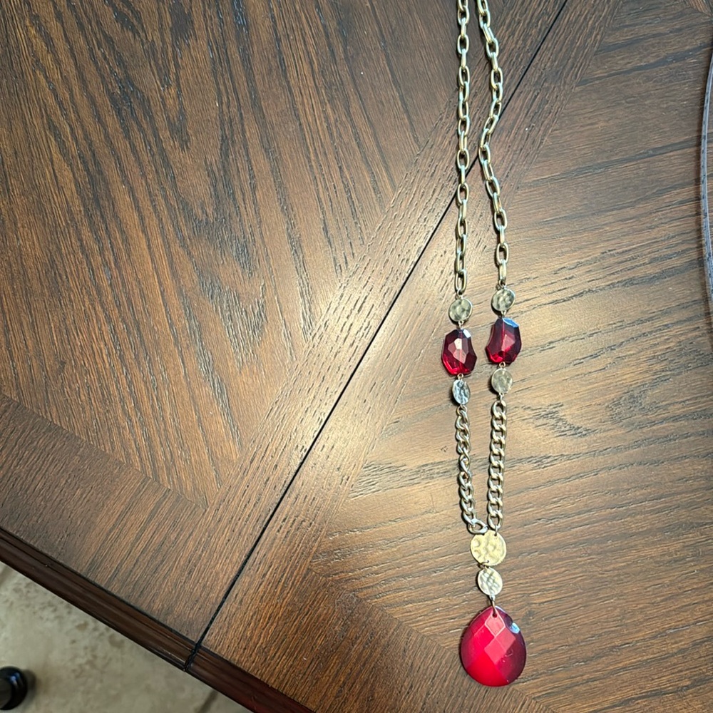 Gold and red necklace